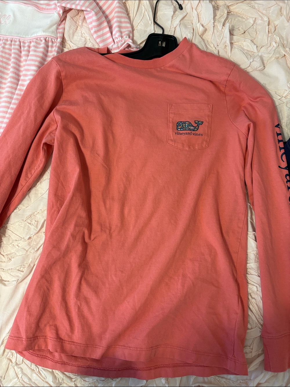 Vineyard Vines Coral Pocket Long Sleeve Tee